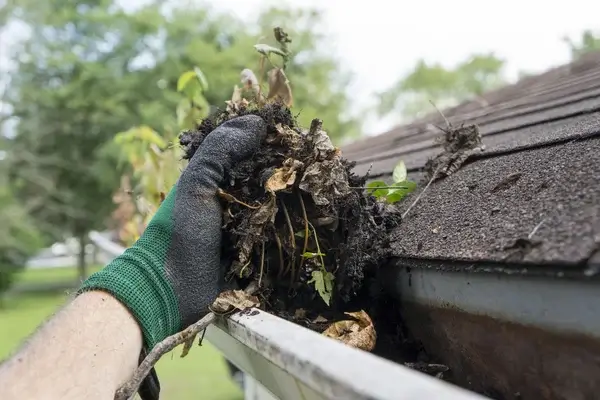 gutter-cleaning-service-by-prokleen-letterkenny-donegal Prokleen Staff Cleaning the Clogged Gutter